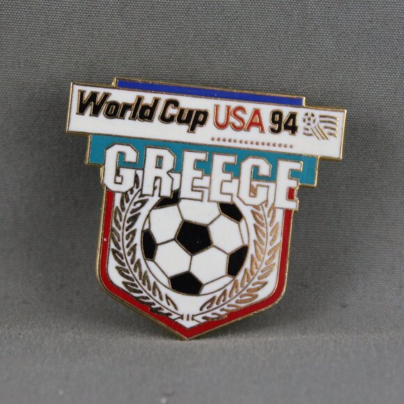 1994 World Cup of Soccer Pin - Greece Shield Design by Peter David - Metal Pin - Picture 1 of 3